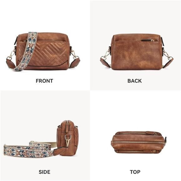 Crossbody Bags for Women Vegan Leather Purses Quilted Shoulder - Picture 5 of 6